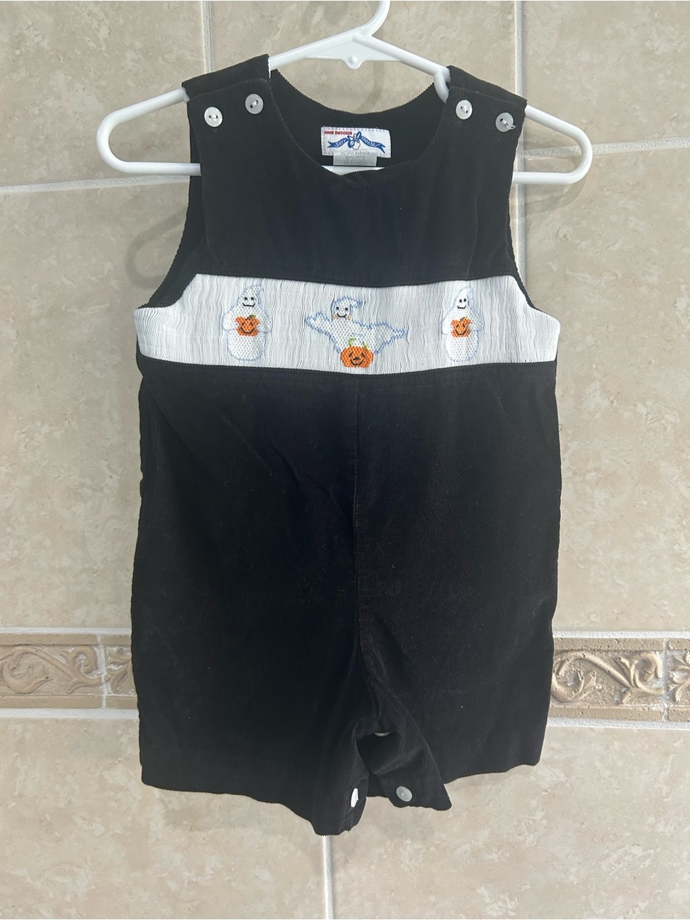 Silly Goose Smocked Ghost Jonjon Black Corduroy